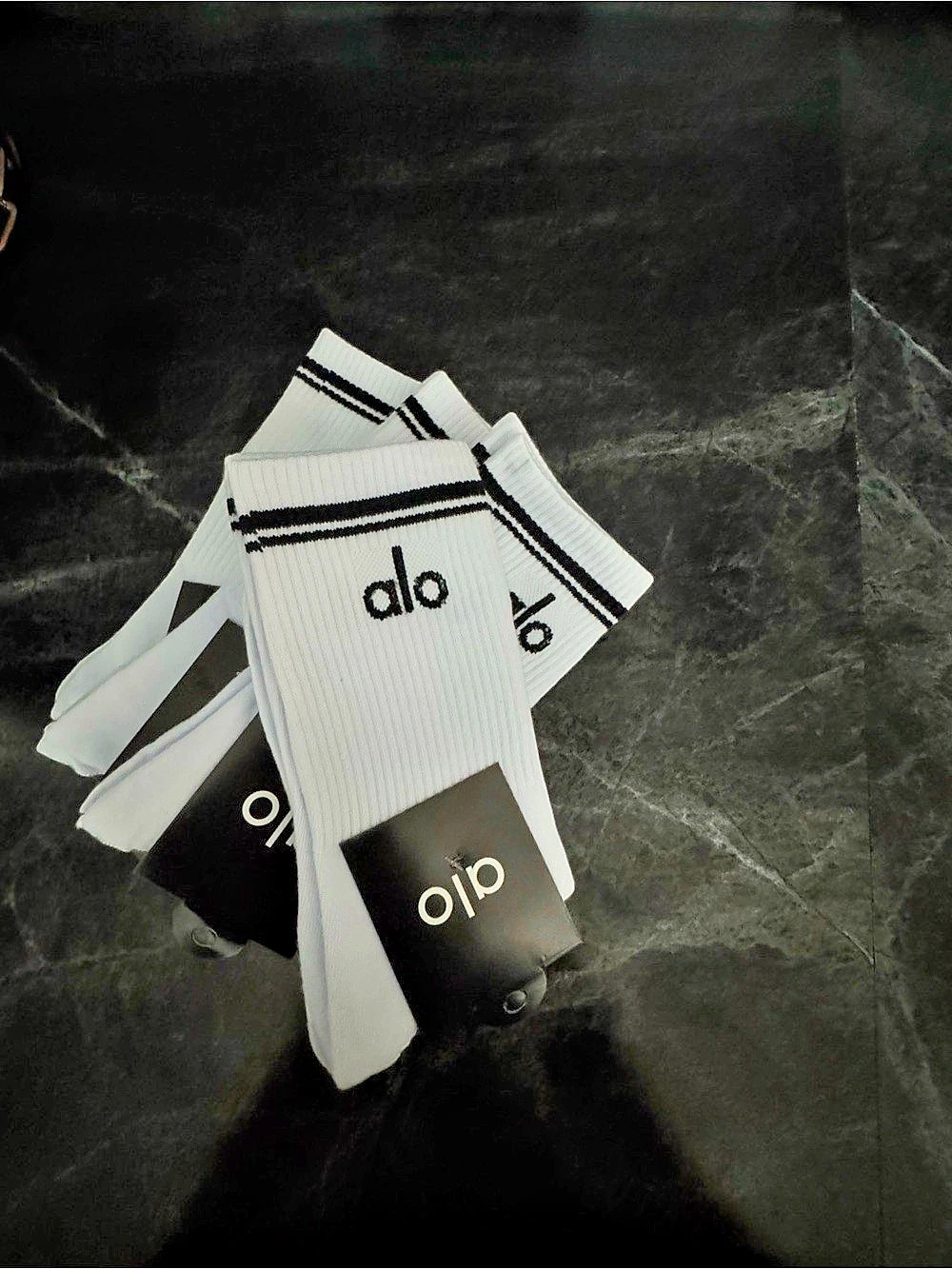 Alo Athletic Socks in White & Black NWT